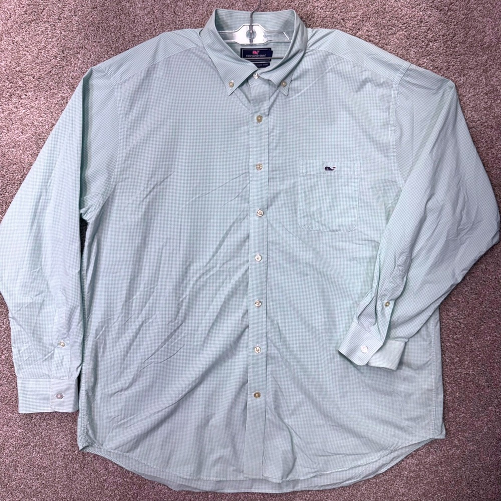 Vineyard Vines Shirt Mens XXL Tucker Classic Fit Green Gingham Performance EUC